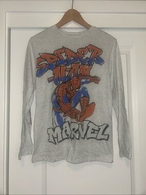 Marvel Spider-Man Graffiti Graphic Light Gray Long-Sleeve Tee